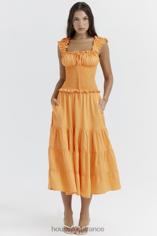 House of CB robe d\'été froncée mandarine Phedra N888H203 vêtements