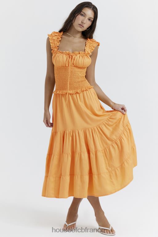 House of CB robe d\'été froncée mandarine Phedra N888H203 vêtements
