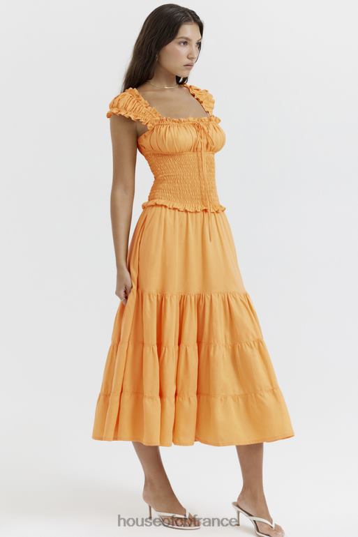 House of CB robe d\'été froncée mandarine Phedra N888H203 vêtements