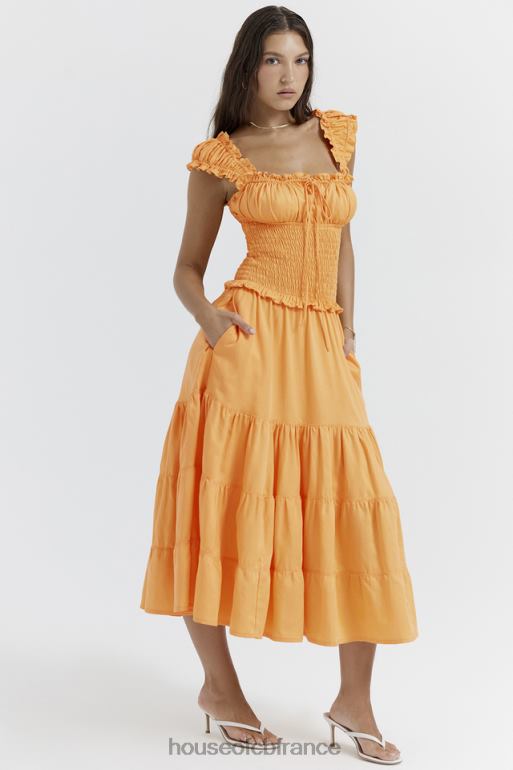 House of CB robe d\'été froncée mandarine Phedra N888H203 vêtements