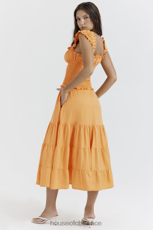 House of CB robe d\'été froncée mandarine Phedra N888H203 vêtements