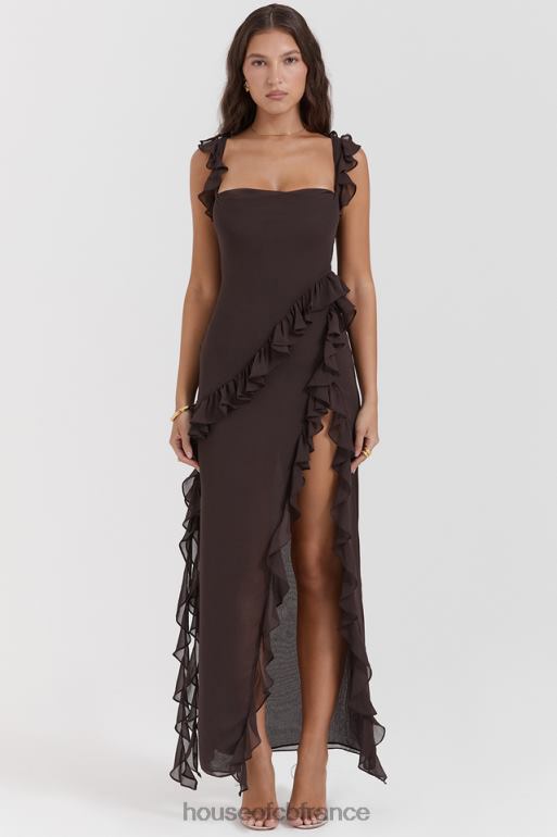 House of CB Ariela - Robe longue à volants expresso N888H155 vêtements