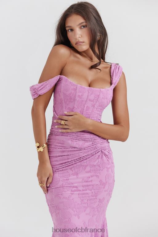 House of CB Cesca Rose - Robe longue à fleurs rose N888H136 vêtements