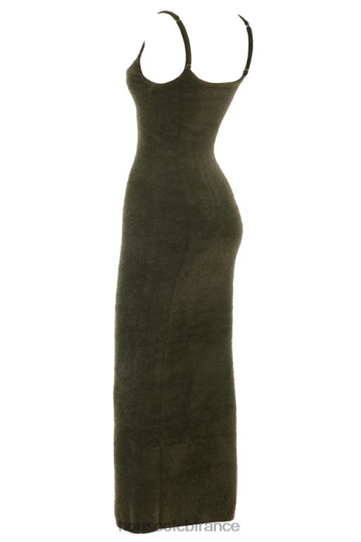 House of CB Fayette - Robe longue kaki en maille douce et moelleuse N888H116 vêtements