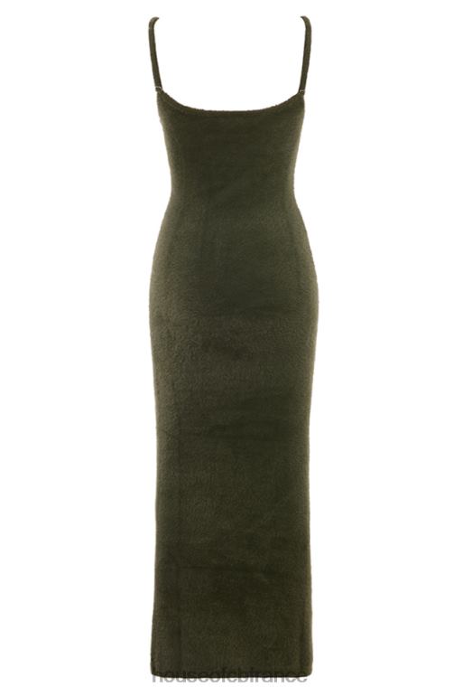 House of CB Fayette - Robe longue kaki en maille douce et moelleuse N888H116 vêtements