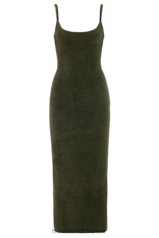 House of CB Fayette - Robe longue kaki en maille douce et moelleuse N888H116 vêtements