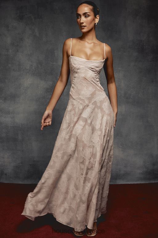 House of CB Robe longue Seren en dentelle fleurie rose tendre au dos N888H366 vêtements