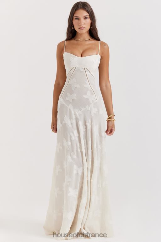 House of CB Seren vintage - Robe longue en dentelle florale crème au dos N888H176 vêtements