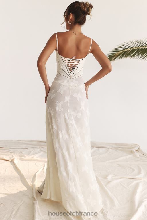 House of CB Seren vintage - Robe longue en dentelle florale crème au dos N888H176 vêtements