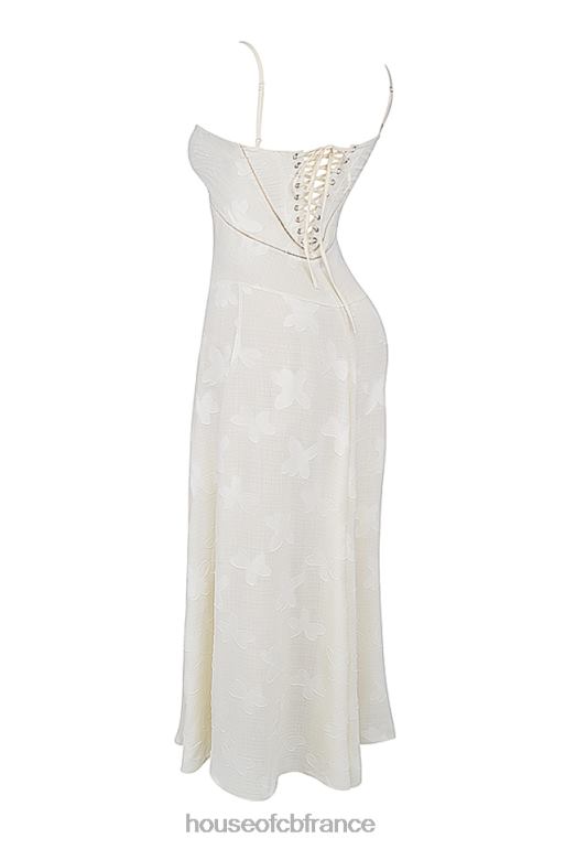 House of CB Seren vintage - Robe longue en dentelle florale crème au dos N888H176 vêtements
