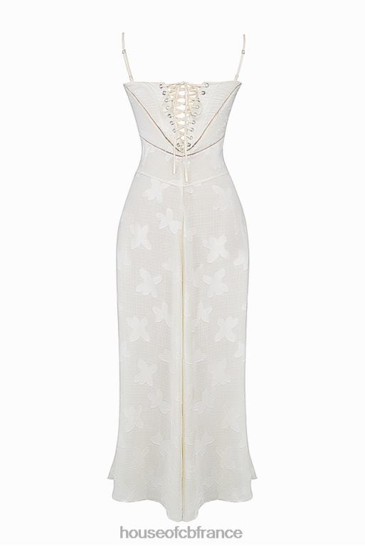 House of CB Seren vintage - Robe longue en dentelle florale crème au dos N888H176 vêtements