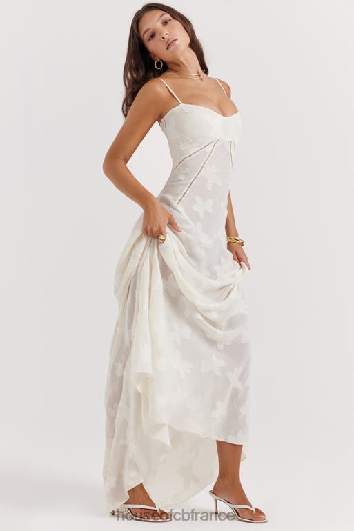 House of CB Seren vintage - Robe longue en dentelle florale crème au dos N888H176 vêtements