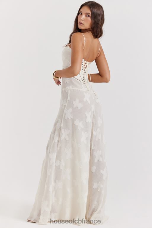 House of CB Seren vintage - Robe longue en dentelle florale crème au dos N888H176 vêtements