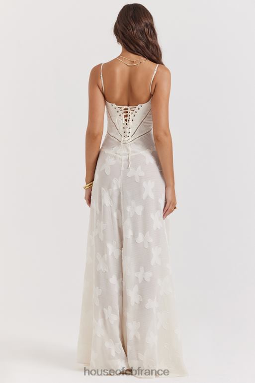 House of CB Seren vintage - Robe longue en dentelle florale crème au dos N888H176 vêtements