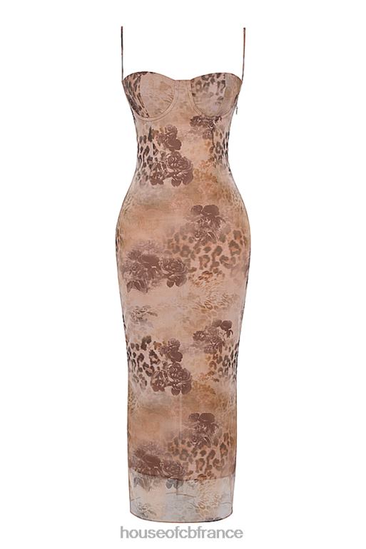 House of CB aiza - robe longue crème à imprimé fleuri N888H295 vêtements