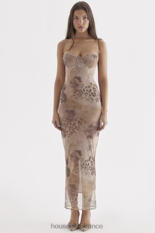 House of CB aiza - robe longue crème à imprimé fleuri N888H295 vêtements