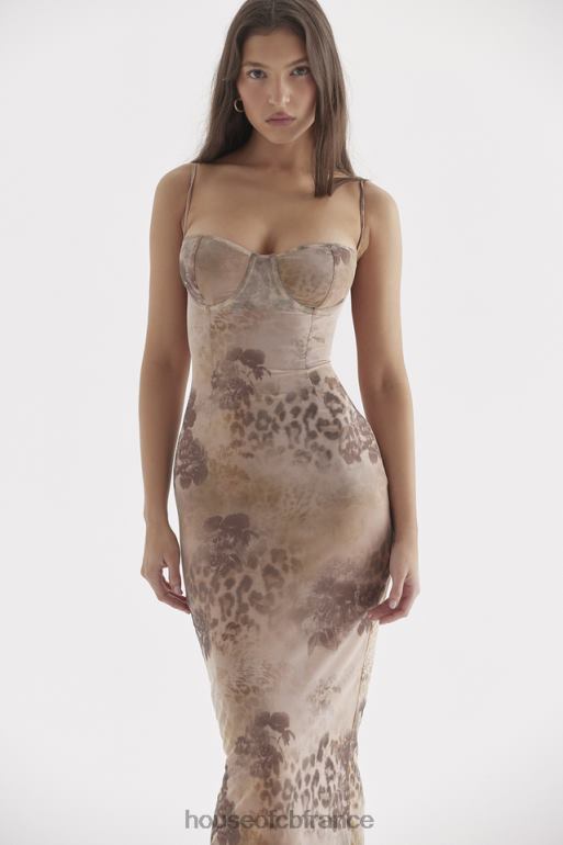House of CB aiza - robe longue crème à imprimé fleuri N888H295 vêtements