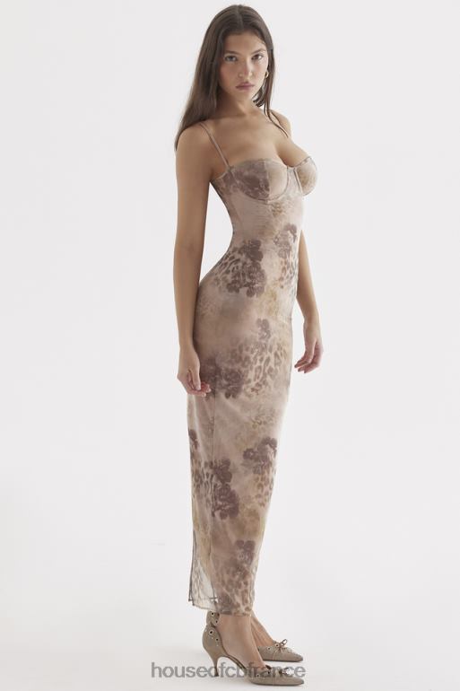 House of CB aiza - robe longue crème à imprimé fleuri N888H295 vêtements