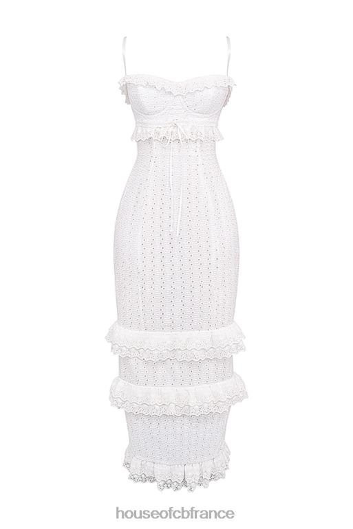 House of CB robe longue blanche en broderie anglaise eve N888H228 vêtements