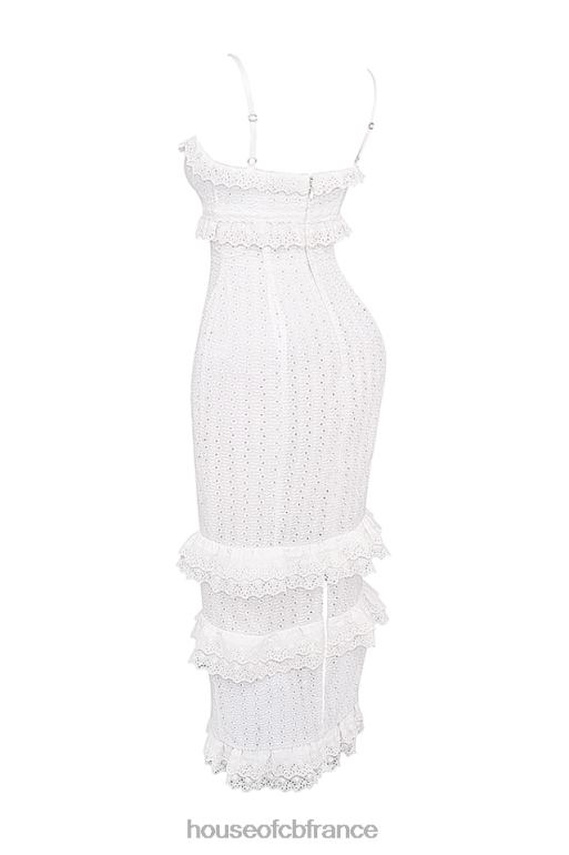 House of CB robe longue blanche en broderie anglaise eve N888H228 vêtements