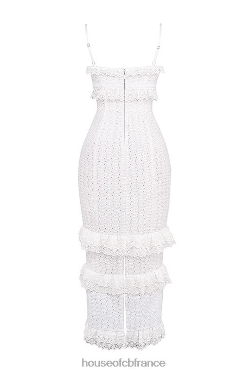 House of CB robe longue blanche en broderie anglaise eve N888H228 vêtements