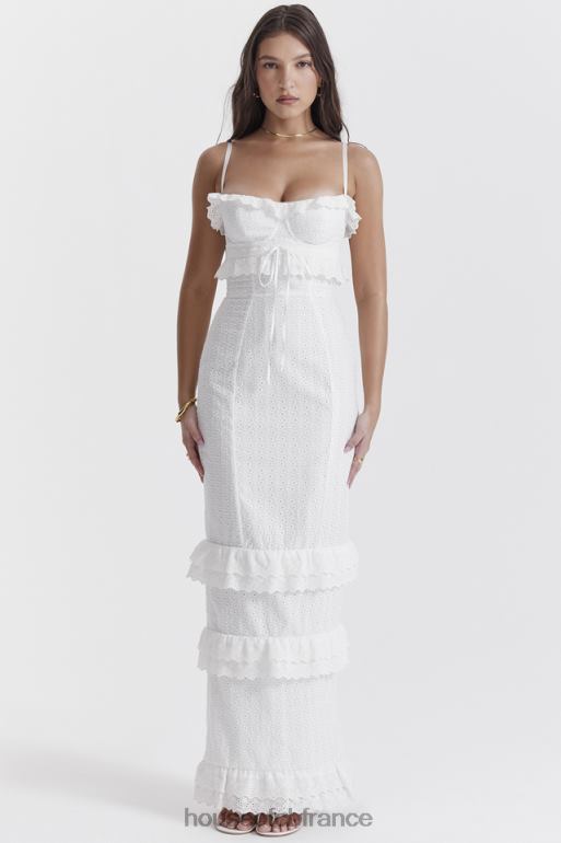 House of CB robe longue blanche en broderie anglaise eve N888H228 vêtements