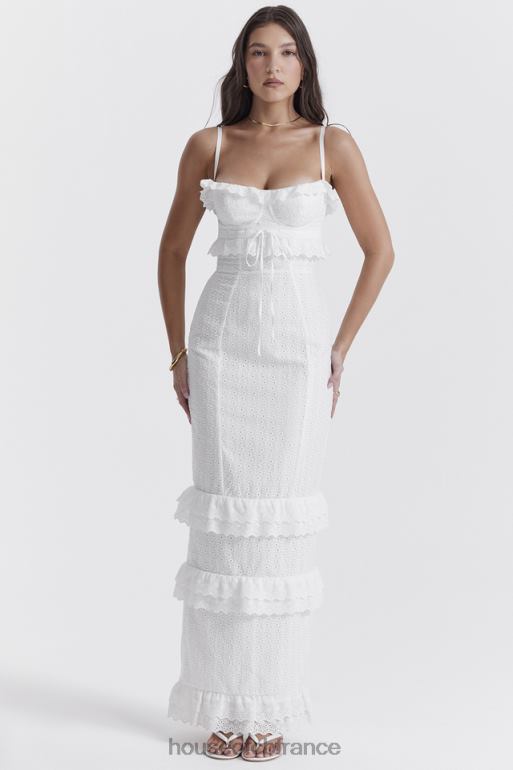 House of CB robe longue blanche en broderie anglaise eve N888H228 vêtements