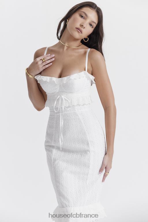 House of CB robe longue blanche en broderie anglaise eve N888H228 vêtements