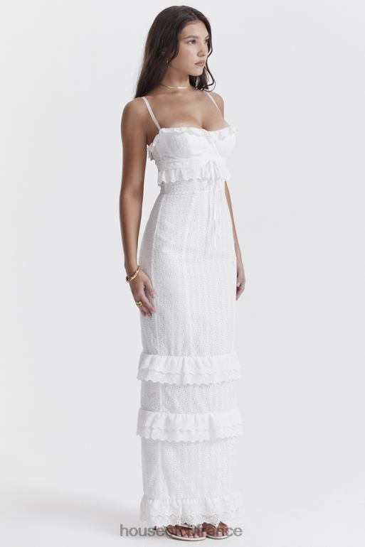 House of CB robe longue blanche en broderie anglaise eve N888H228 vêtements