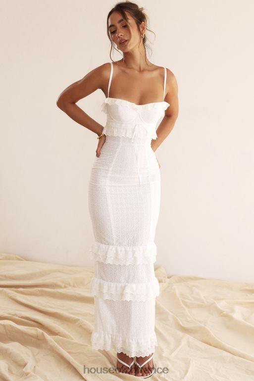 House of CB robe longue blanche en broderie anglaise eve N888H228 vêtements