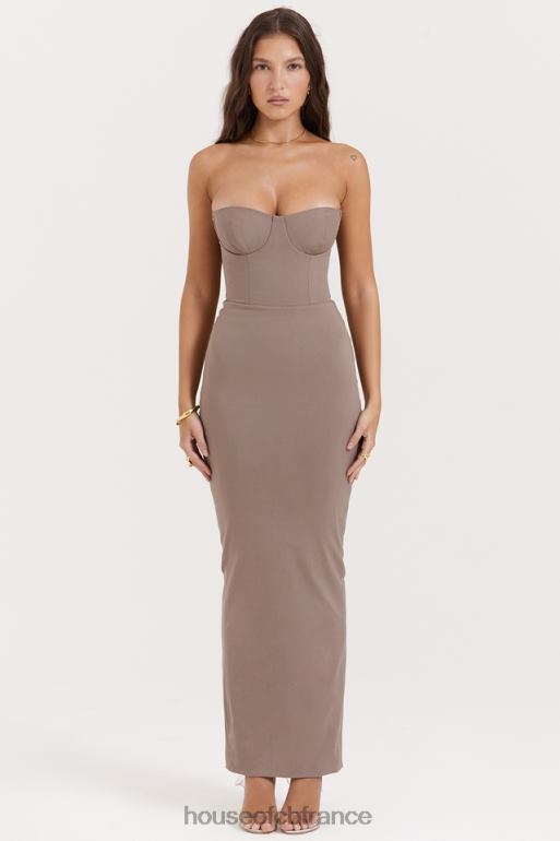 House of CB robe longue bustier bustier lucia taupe N888H167 vêtements