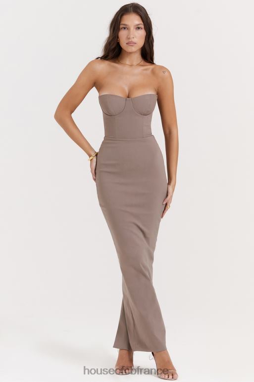 House of CB robe longue bustier bustier lucia taupe N888H167 vêtements