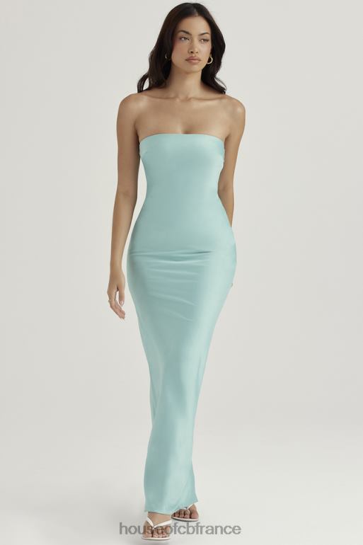 House of CB robe longue bustier en satin alette jade N888H408 vêtements