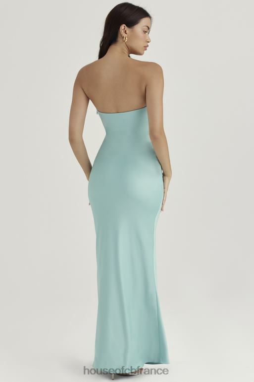 House of CB robe longue bustier en satin alette jade N888H408 vêtements