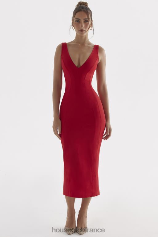 House of CB robe longue cece à décolleté rose rouge N888H303 vêtements