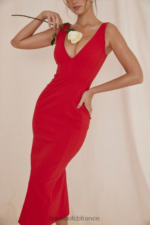 House of CB robe longue cece à décolleté rose rouge N888H303 vêtements
