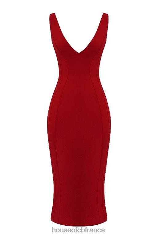 House of CB robe longue cece à décolleté rose rouge N888H303 vêtements