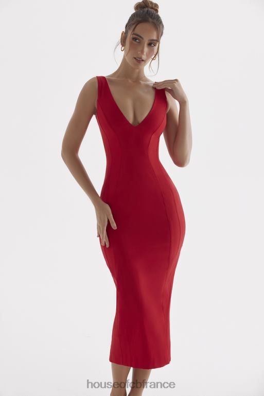 House of CB robe longue cece à décolleté rose rouge N888H303 vêtements