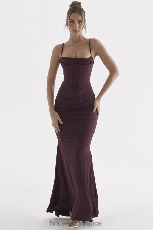 House of CB robe longue corset cerise foncée milena N888H307 vêtements
