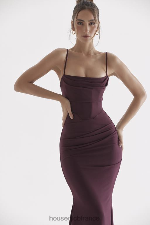 House of CB robe longue corset cerise foncée milena N888H307 vêtements