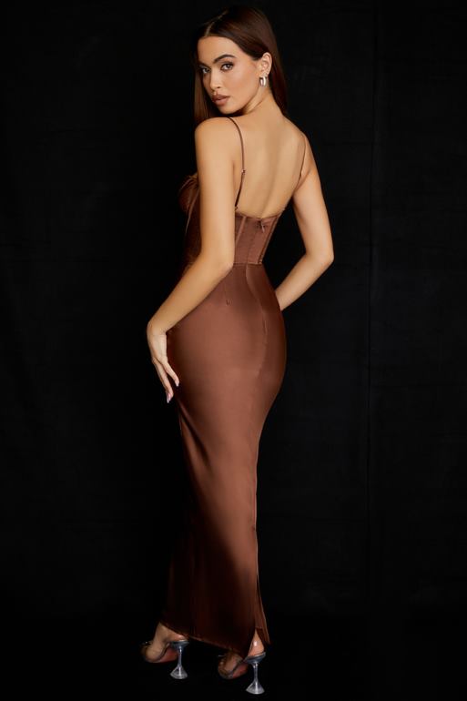 House of CB robe longue corset chocolat Charmaine N888H514 vêtements