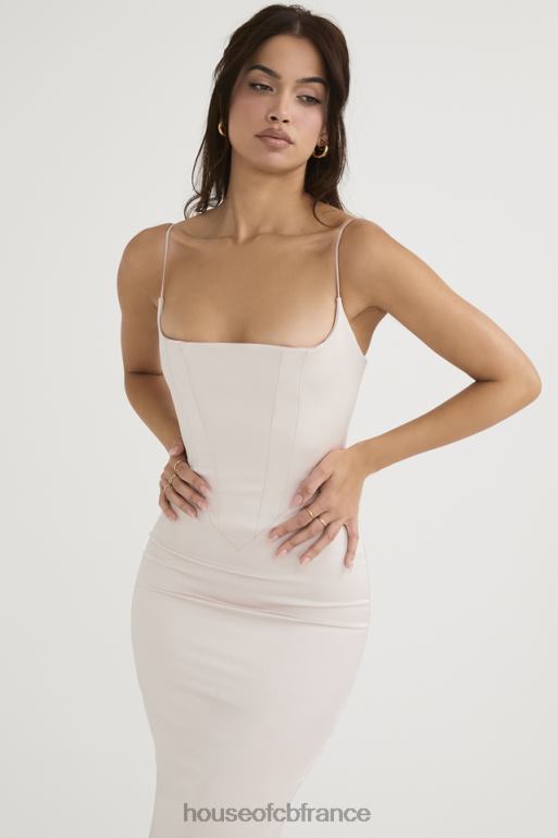 House of CB robe longue corset en satin à cristaux olivette N888H472 vêtements