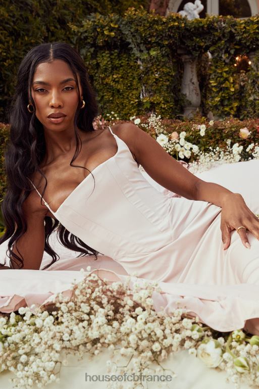 House of CB robe longue corset en satin à cristaux olivette N888H472 vêtements