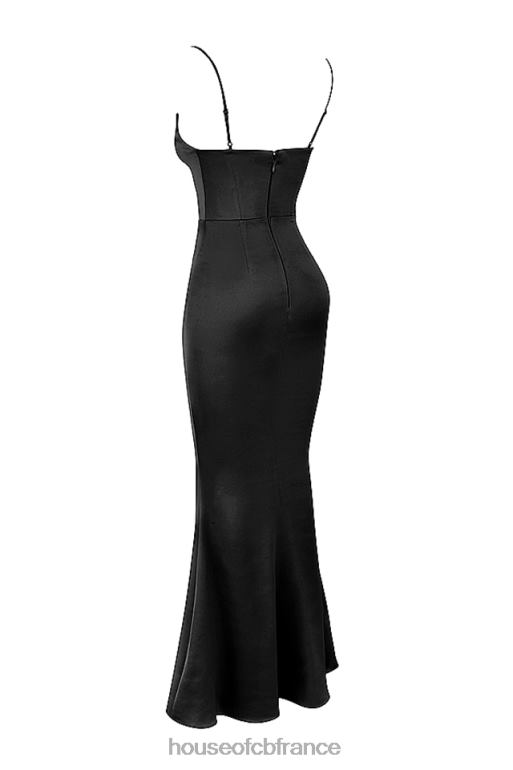 House of CB robe longue corset en satin noir olivette N888H386 vêtements