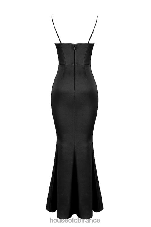 House of CB robe longue corset en satin noir olivette N888H386 vêtements