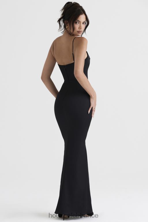 House of CB robe longue corset en satin noir olivette N888H386 vêtements