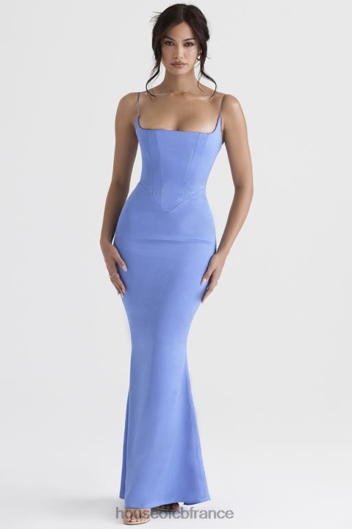 House of CB robe longue corset en satin olivette pervenche N888H397 vêtements