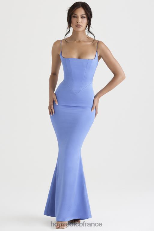 House of CB robe longue corset en satin olivette pervenche N888H397 vêtements