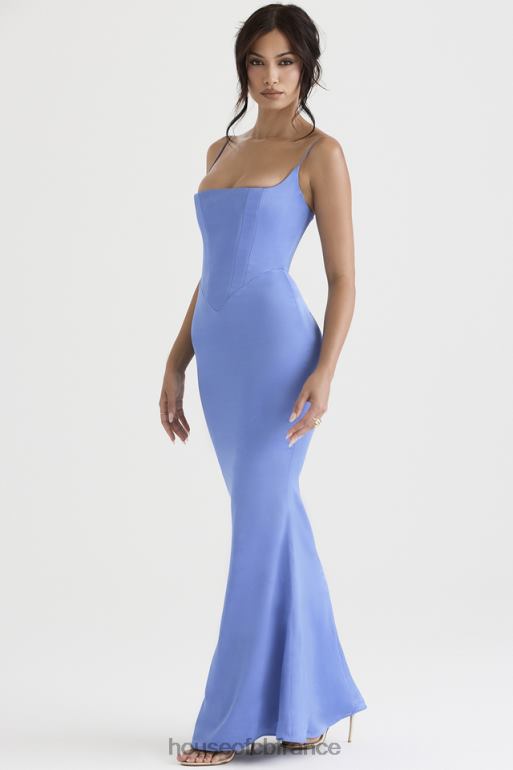 House of CB robe longue corset en satin olivette pervenche N888H397 vêtements
