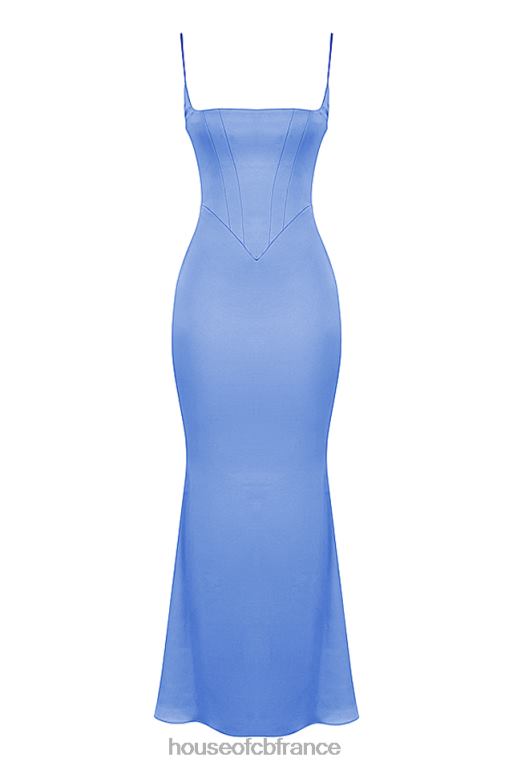 House of CB robe longue corset en satin olivette pervenche N888H397 vêtements